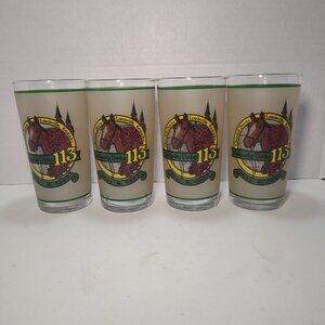 Set of 4 1987 Kentucky Derby 113th Louisville KY Frosted Tumblers Churchill Down